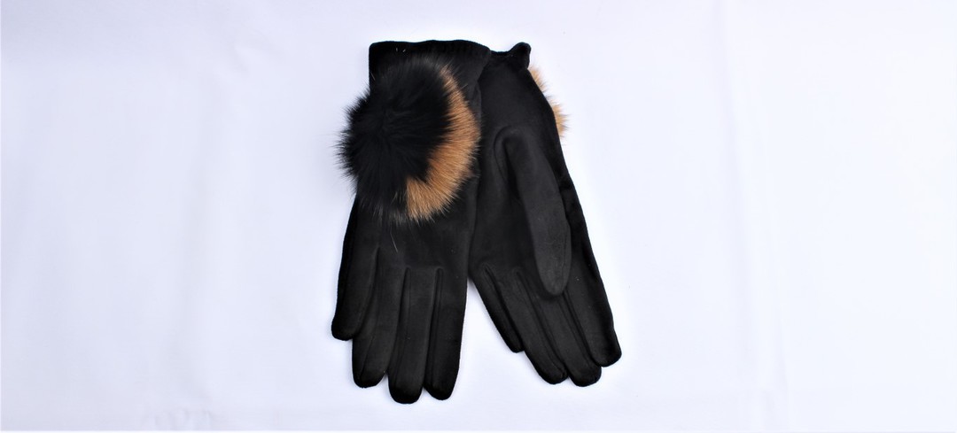 Shackelford faux suede glove with large fur pompom black Style; S/LK4954BLK image 0